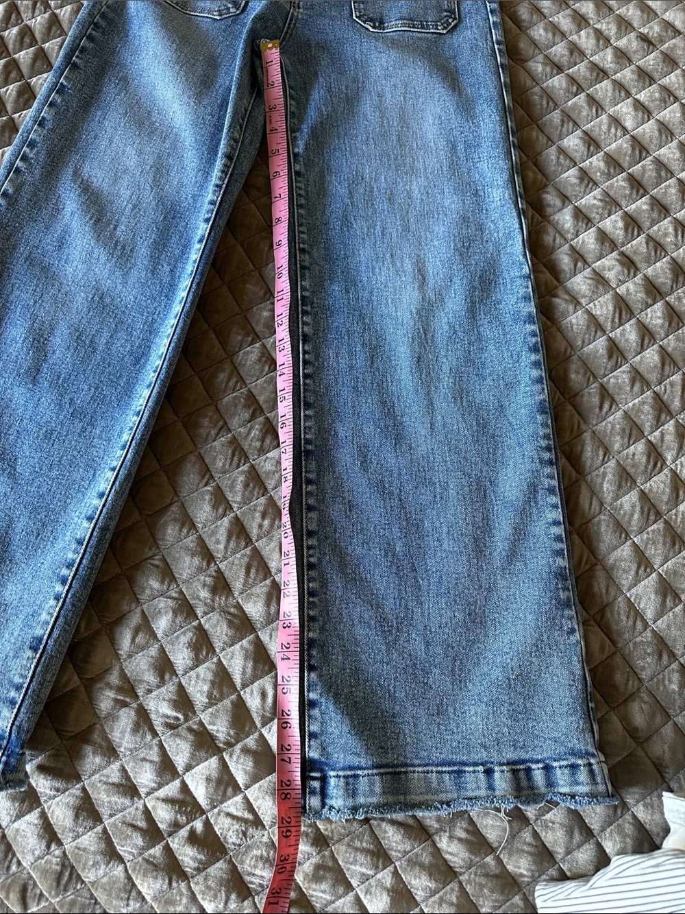 Women's Blue Wide Leg Jeans - Classic Flare - Picture 4 of 6